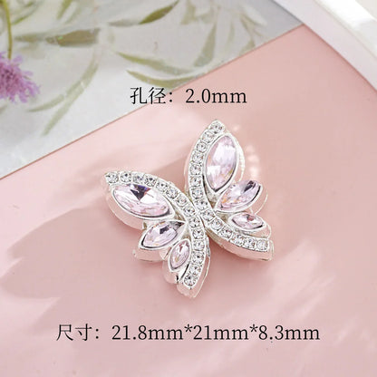 Diamond-encrusted Butterfly Metal Straight-hole Beads
