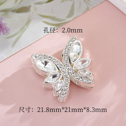 Diamond-encrusted Butterfly Metal Straight-hole Beads