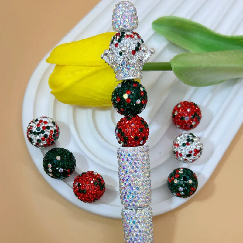 16mm20mm Christmas Theme Clay Beads Straight Hole Clay Ball | Clay Bead for DIY Bracelet Keychain & Boho Jewelry