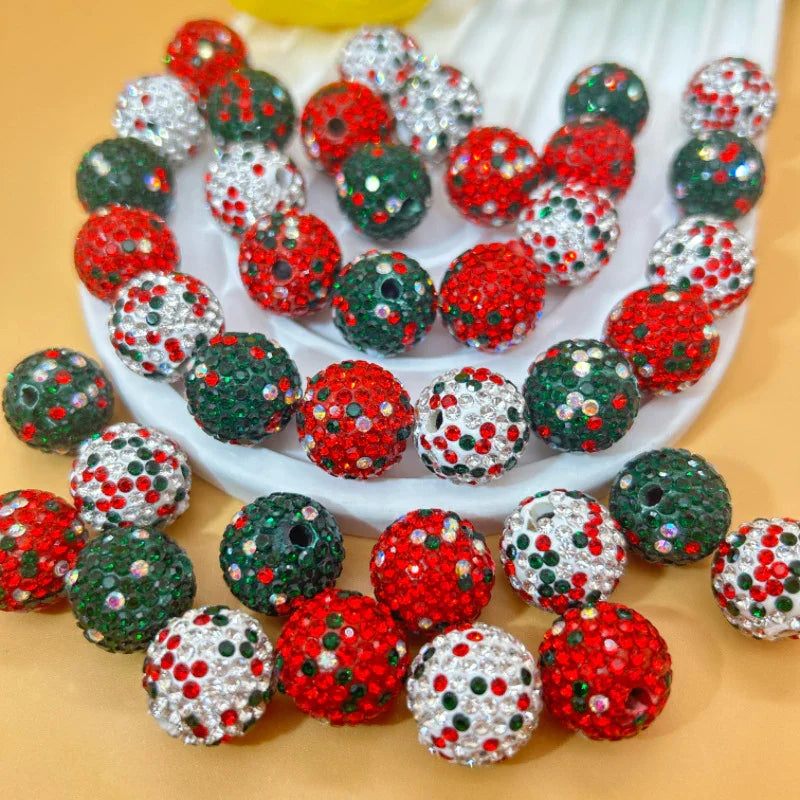 16mm20mm Christmas Theme Clay Beads Straight Hole Clay Ball | Clay Bead for DIY Bracelet Keychain & Boho Jewelry