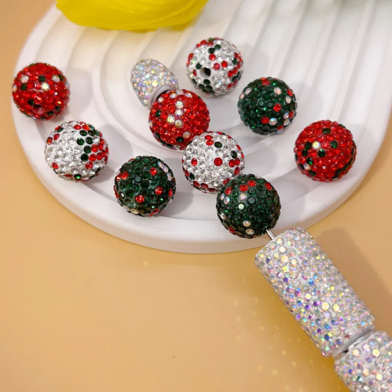 16mm20mm Christmas Theme Clay Beads Straight Hole Clay Ball | Clay Bead for DIY Bracelet Keychain & Boho Jewelry