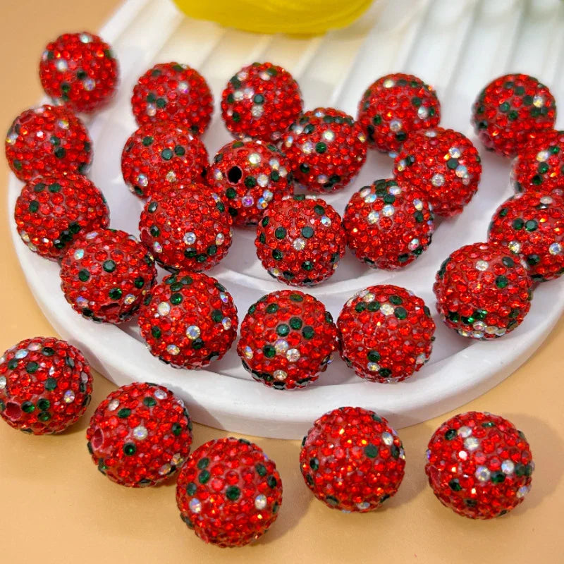 16mm20mm Christmas Theme Clay Beads Straight Hole Clay Ball | Clay Bead for DIY Bracelet Keychain & Boho Jewelry