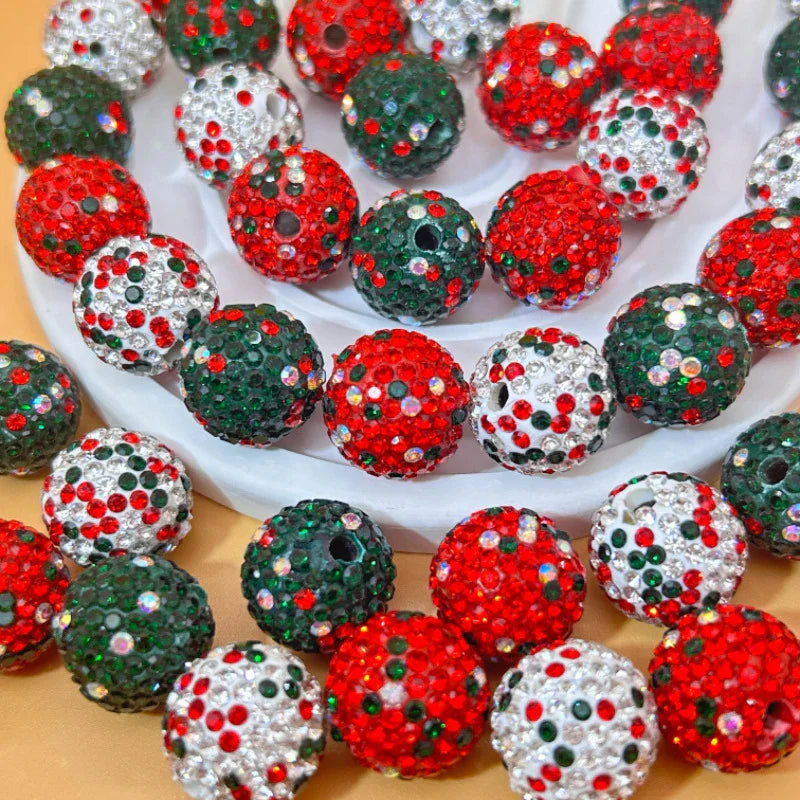 16mm20mm Christmas Theme Clay Beads Straight Hole Clay Ball | Clay Bead for DIY Bracelet Keychain & Boho Jewelry