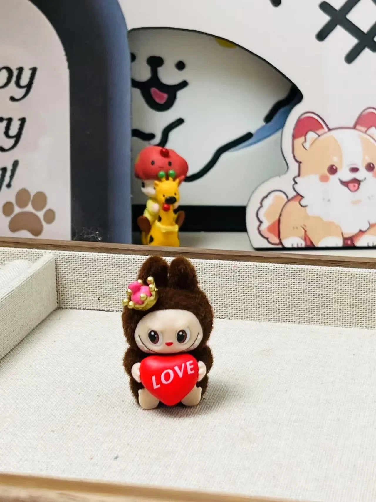 Labubu Flocking Sitting Party Diy Handmade Cream Glue (no Holes)