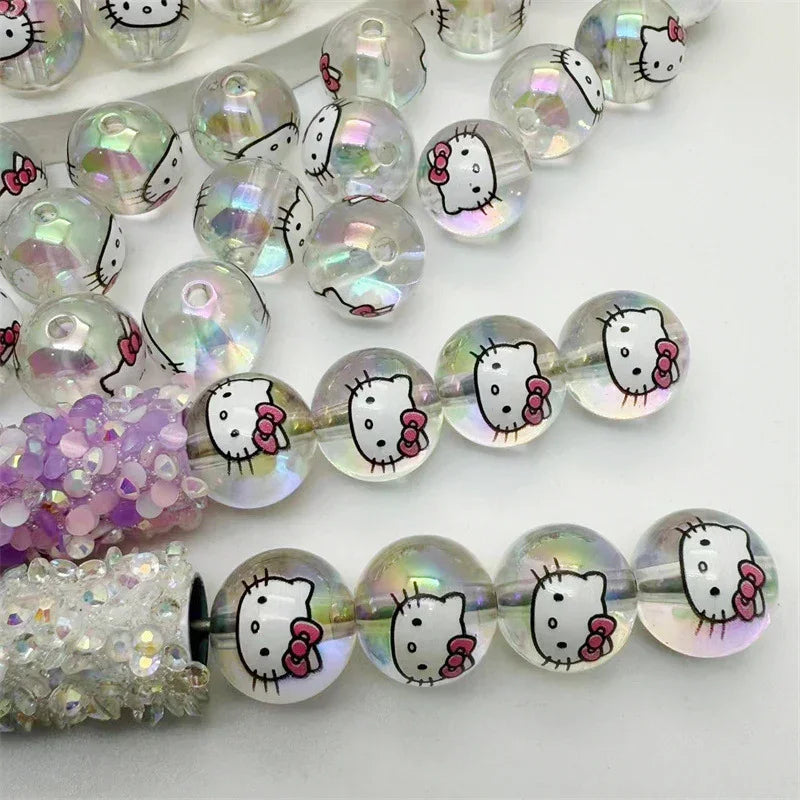 Transparent Acrylic Printing hallo KT Cat Straight Bead 16mm | Acrylic Bead for DIY Bracelet Keychain Jewelry Making
