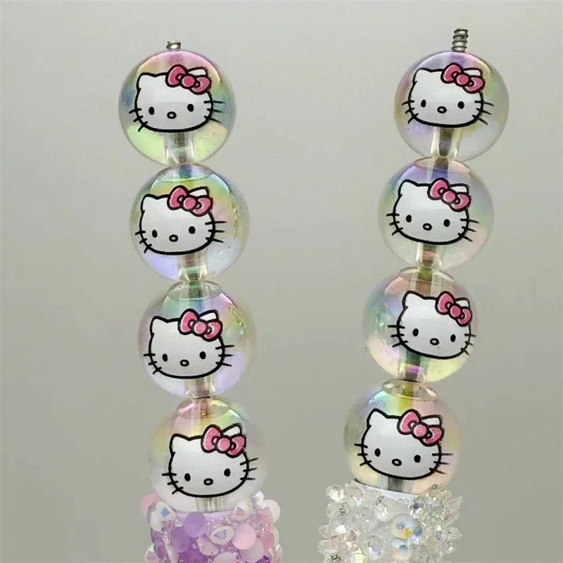 Transparent Acrylic Printing hallo KT Cat Straight Bead 16mm | Acrylic Bead for DIY Bracelet Keychain Jewelry Making