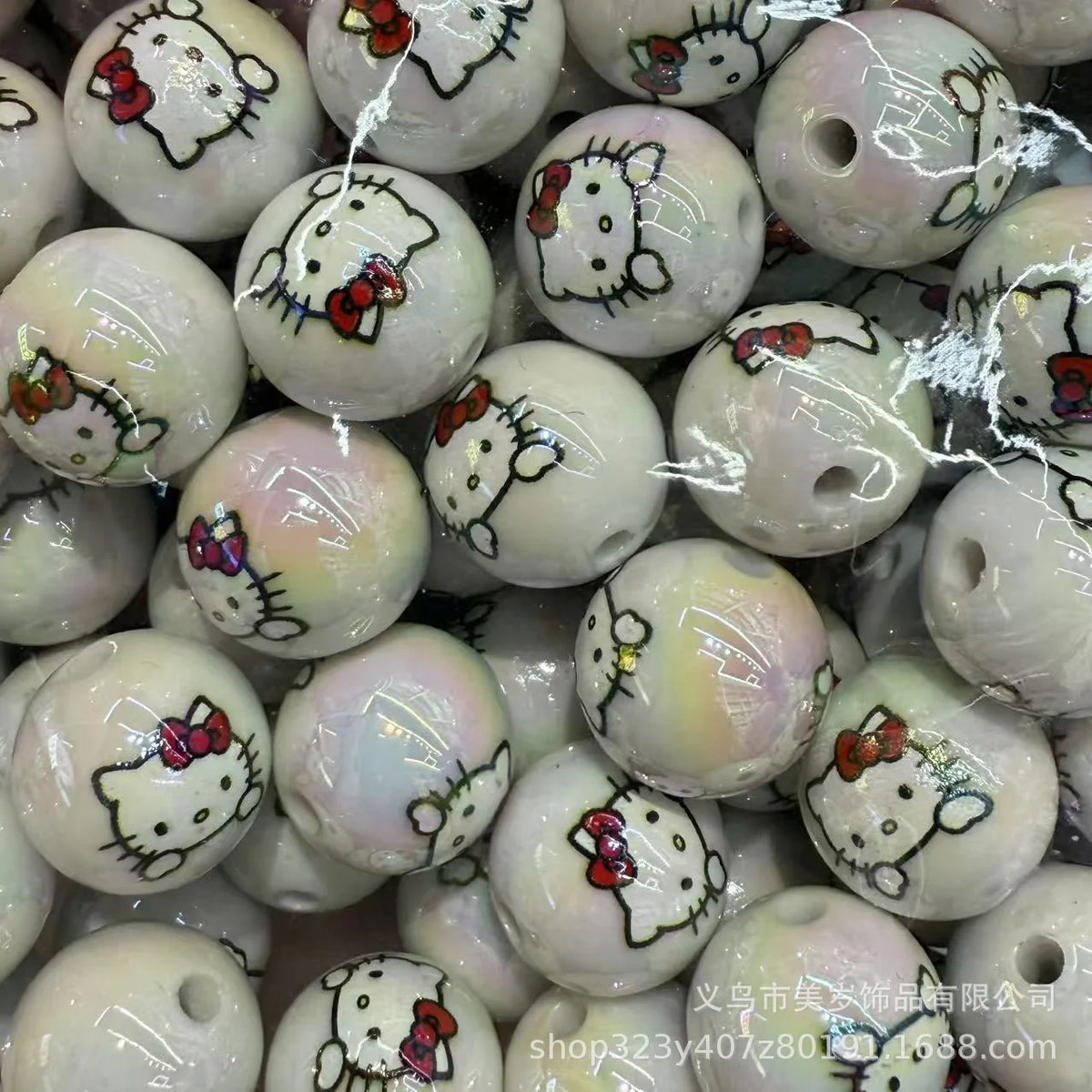 Transparent Acrylic Printing hallo KT Cat Straight Bead 16mm | Acrylic Bead for DIY Bracelet Keychain Jewelry Making