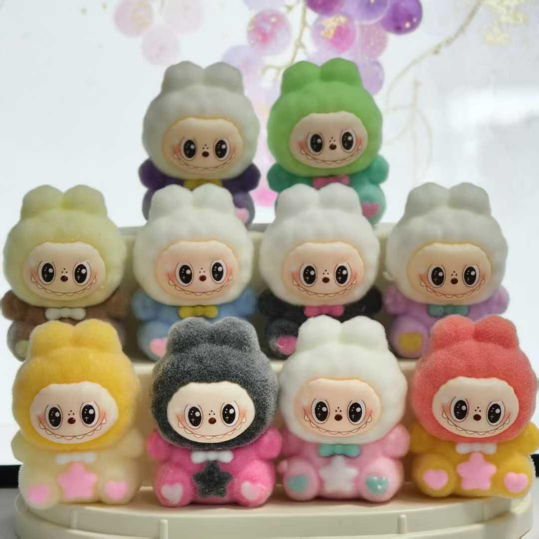 Flocking Sitting Rab Cloth Doll Pendant Moe Grain Random Delivery (No Holes)