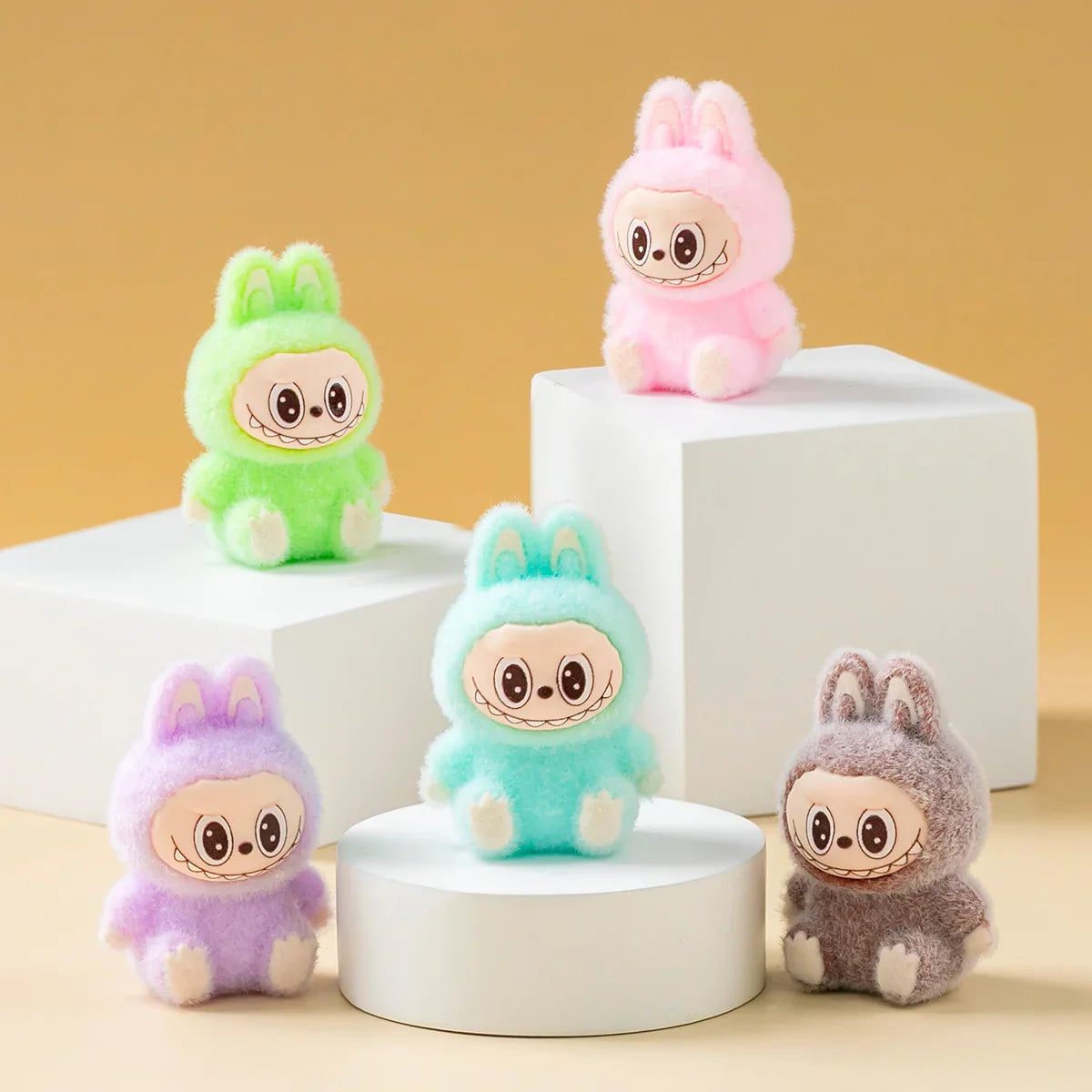 Flocking Sitting Rab Cloth Doll Pendant Moe Grain Random Delivery (No Holes)