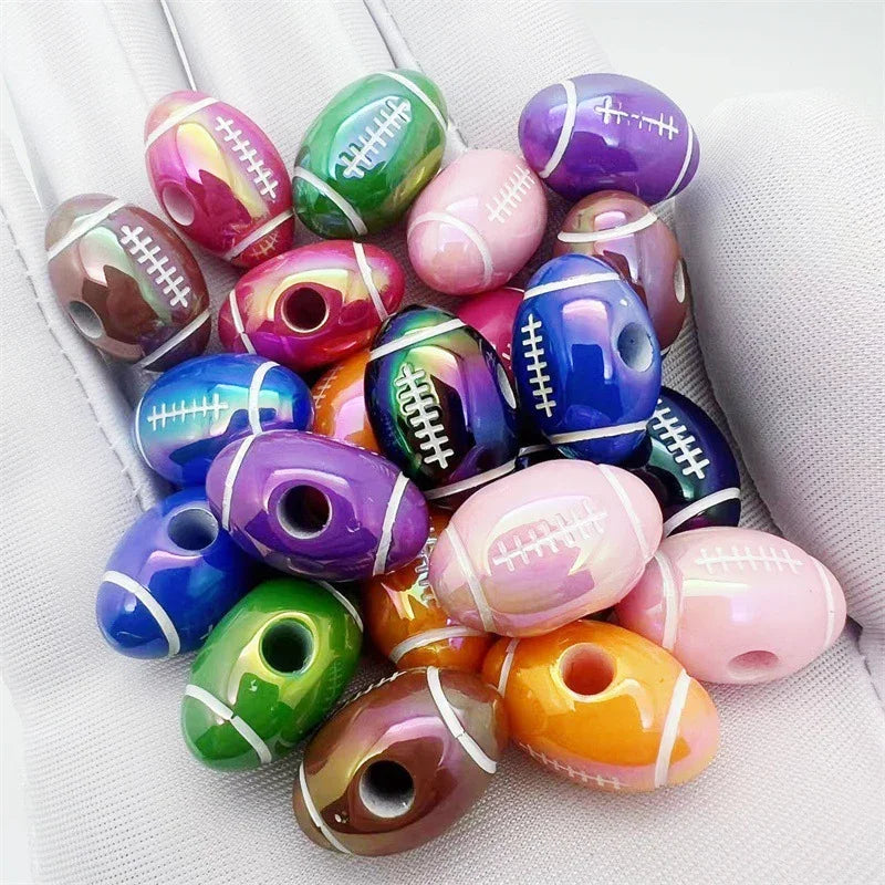 Acrylic UV plating Rugby Oval Straight Beads | DIY Sports Fan Bracelet & Keychain Craft Bead