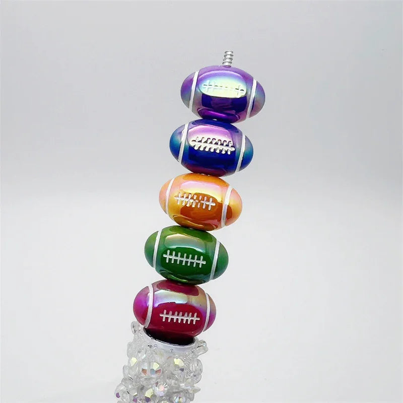 Acrylic UV plating Rugby Oval Straight Beads | DIY Sports Fan Bracelet & Keychain Craft Bead