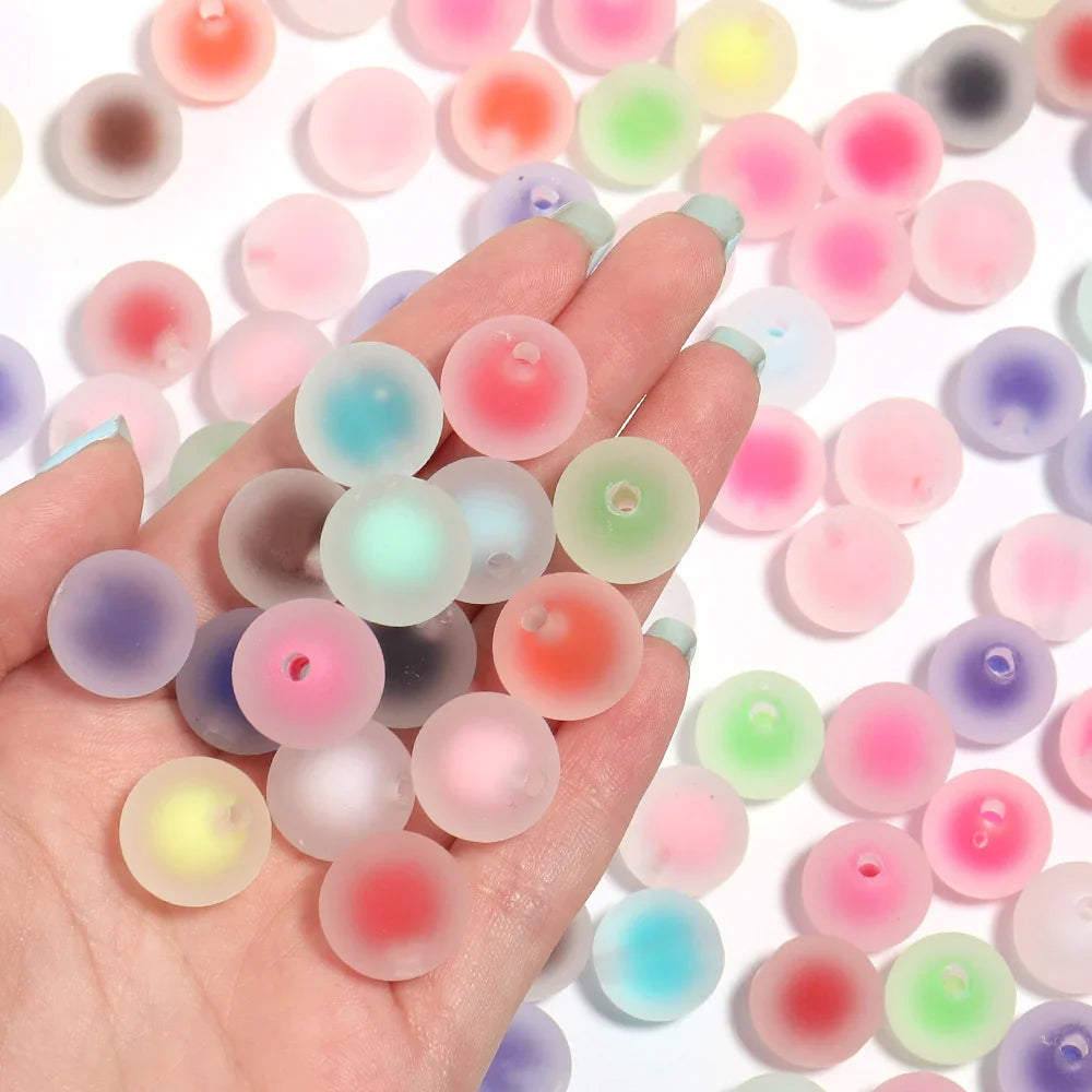 16mm Frosted Beads Acrylic Beads Beads Straight Hole Design | Acrylic Bead for DIY Bracelet Keychain Jewelry Making