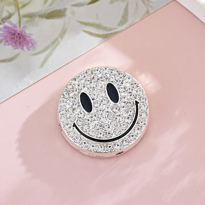 Diamond-encrusted Smiley Face Straight-hole Beads