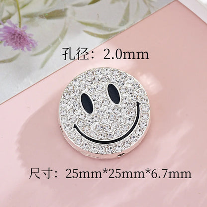 Diamond-encrusted Smiley Face Straight-hole Beads