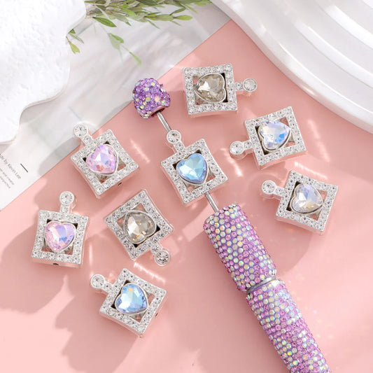 Alloy Double-sided Love Perfume Bottle Full of Drill Straight Hole String Pen Beads