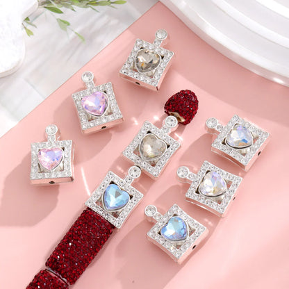 Alloy Double-sided Love Perfume Bottle Full of Drill Straight Hole String Pen Beads