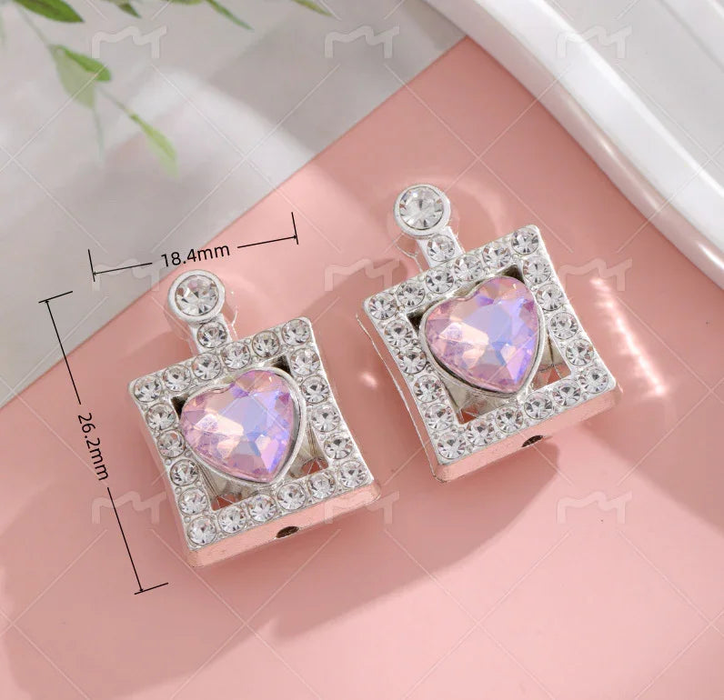 Alloy Double-sided Love Perfume Bottle Full of Drill Straight Hole String Pen Beads