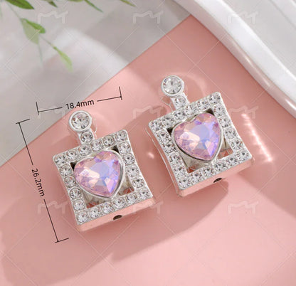 Alloy Double-sided Love Perfume Bottle Full of Drill Straight Hole String Pen Beads