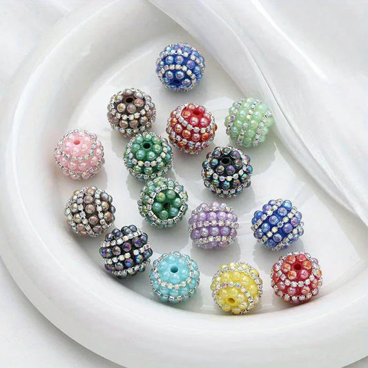 Colored Color Resin Drill Ball Rhinestone Chain Straight Hole Beads