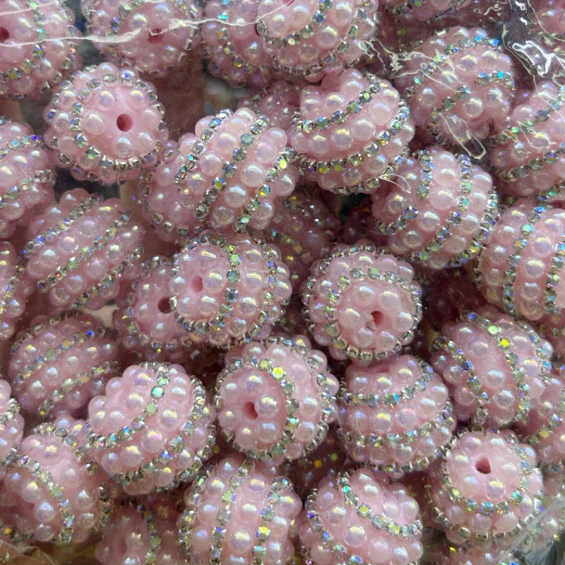 Colored Color Resin Drill Ball Rhinestone Chain Straight Hole Beads | Clay Bead for DIY Bracelet Keychain & Boho Jewelry