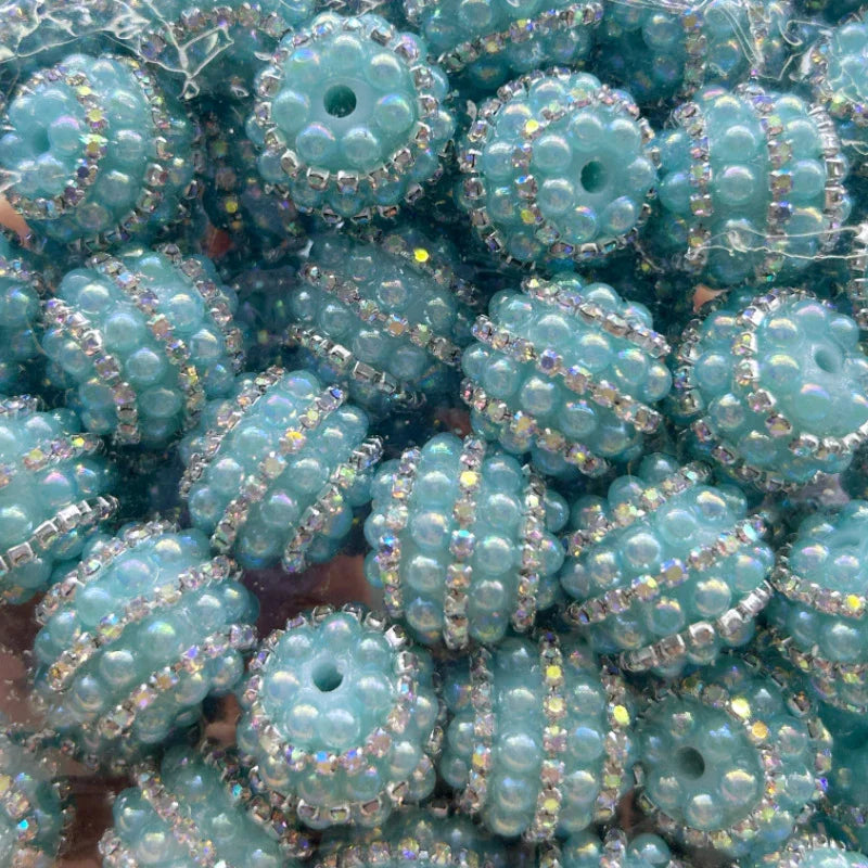 Colored Color Resin Drill Ball Rhinestone Chain Straight Hole Beads | Clay Bead for DIY Bracelet Keychain & Boho Jewelry