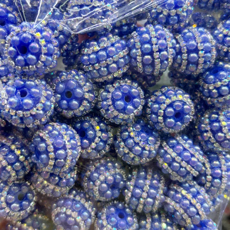 Colored Color Resin Drill Ball Rhinestone Chain Straight Hole Beads | Clay Bead for DIY Bracelet Keychain & Boho Jewelry