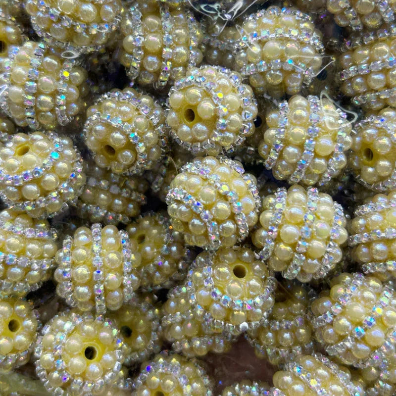 Colored Color Resin Drill Ball Rhinestone Chain Straight Hole Beads | Clay Bead for DIY Bracelet Keychain & Boho Jewelry