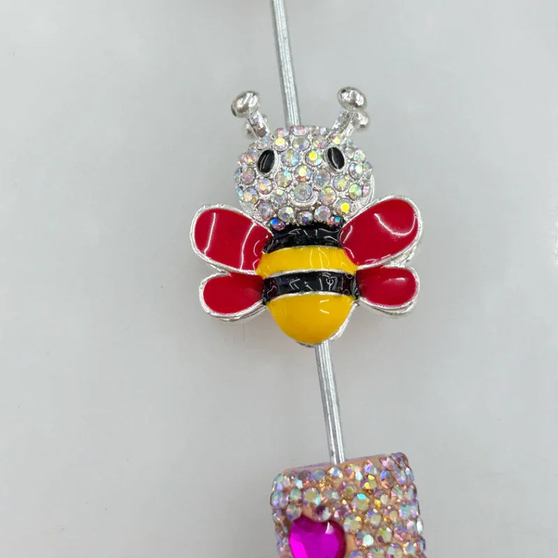 Creative Color Double-sided Alloy Full Drill Bee Four-hole Beads | Metal Rhinestone Bead for DIY Jewelry & Bracelet Craft