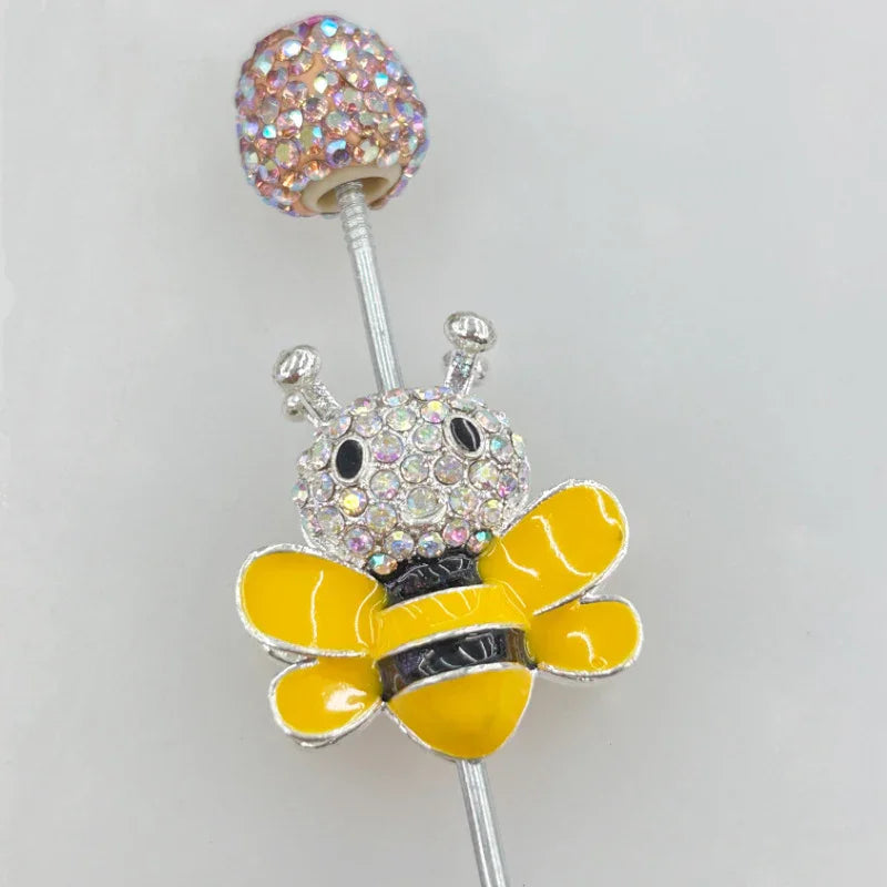 Creative Color Double-sided Alloy Full Drill Bee Four-hole Beads | Metal Rhinestone Bead for DIY Jewelry & Bracelet Craft