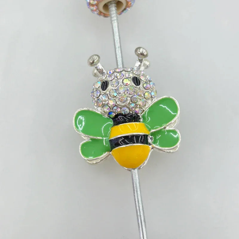 Creative Color Double-sided Alloy Full Drill Bee Four-hole Beads | Metal Rhinestone Bead for DIY Jewelry & Bracelet Craft