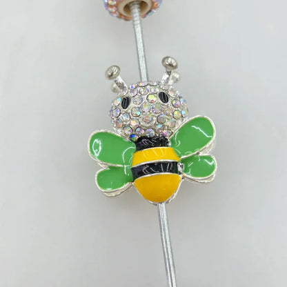 Creative Color Double-sided Alloy Full Drill Bee Four-hole Beads