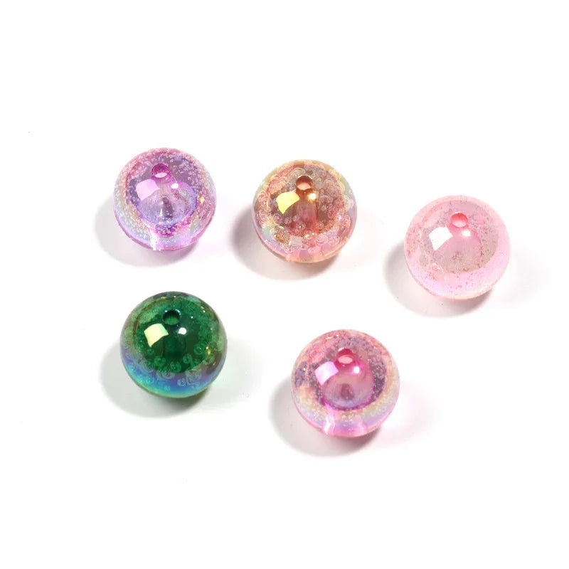 19mm Floral Crack Color Heart Plated Straight Hole Beads | Acrylic Bead for DIY Bracelet Keychain Jewelry Making