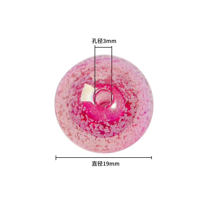 19mm Floral Crack Color Heart Plated Straight Hole Beads | Acrylic Bead for DIY Bracelet Keychain Jewelry Making