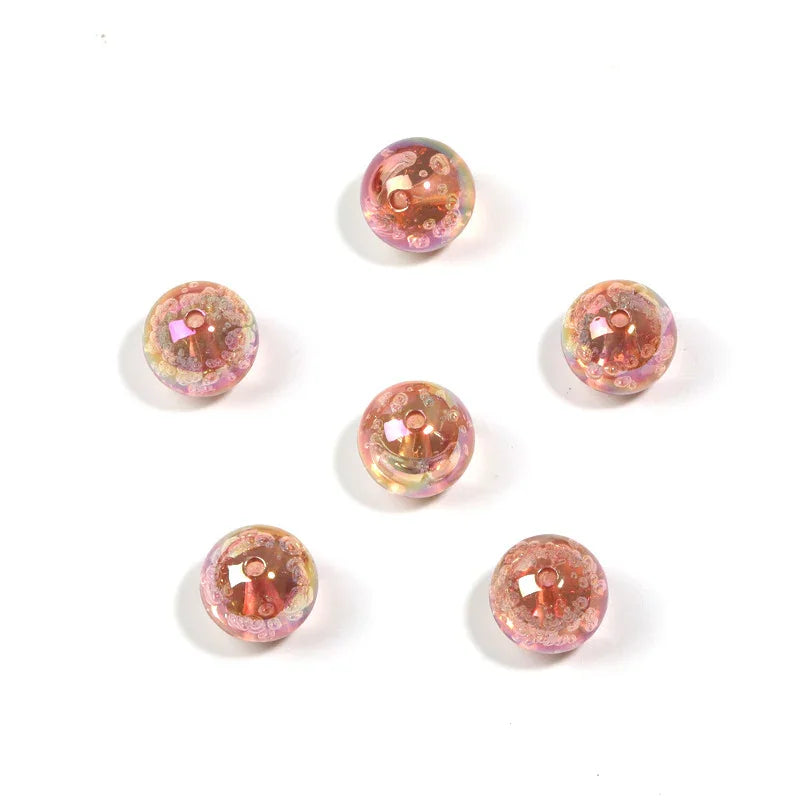 19mm Floral Crack Color Heart Plated Straight Hole Beads