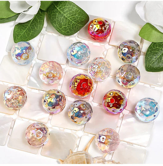 16mm UV plating starry sky moon beads irregular transparent beads