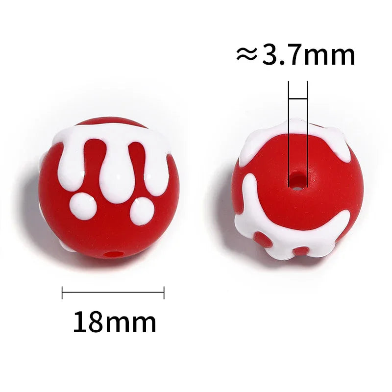 18mm M & M Acrylic Hand Painted Beads Color Straight Hole Round | Acrylic Bead for DIY Bracelet Keychain Jewelry Making