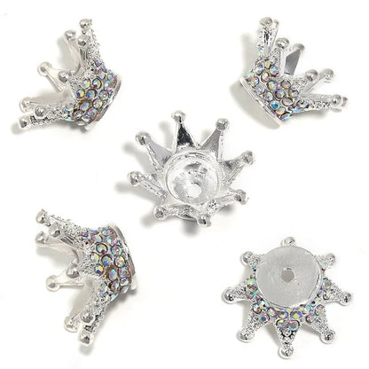 Alloy Straight Hole Colored Diamond Stereo Diamond Plating Crown Beads
