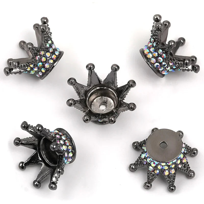 Alloy Straight Hole Colored Diamond Stereo Diamond Plating Crown | Metal Rhinestone Bead for DIY Jewelry & Bracelet Craft