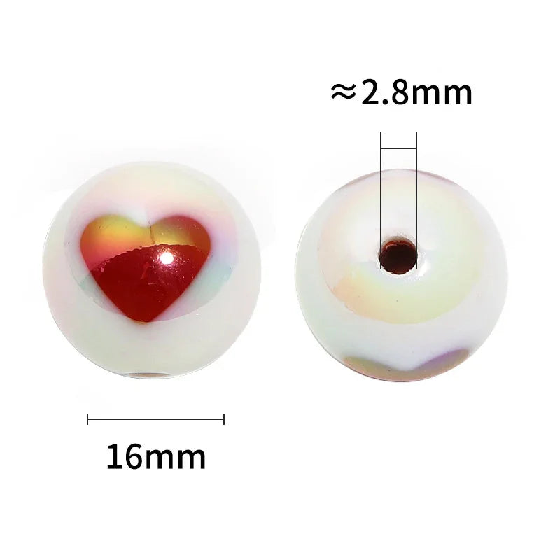 16mm Love UV Printing Acrylic Beads (monochrome 100pcs) | DIY Sports Fan Bracelet & Keychain Craft Bead