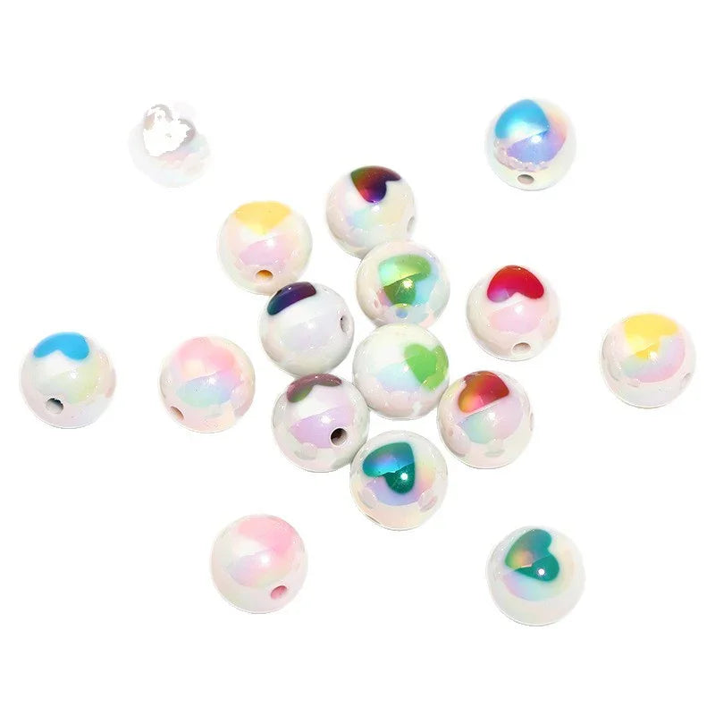 16mm Love UV Printing Acrylic Beads (monochrome 100pcs) | DIY Sports Fan Bracelet & Keychain Craft Bead