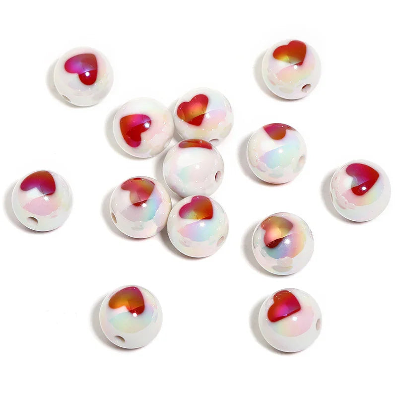 16mm Love UV Printing Acrylic Beads (monochrome 100pcs) | DIY Sports Fan Bracelet & Keychain Craft Bead