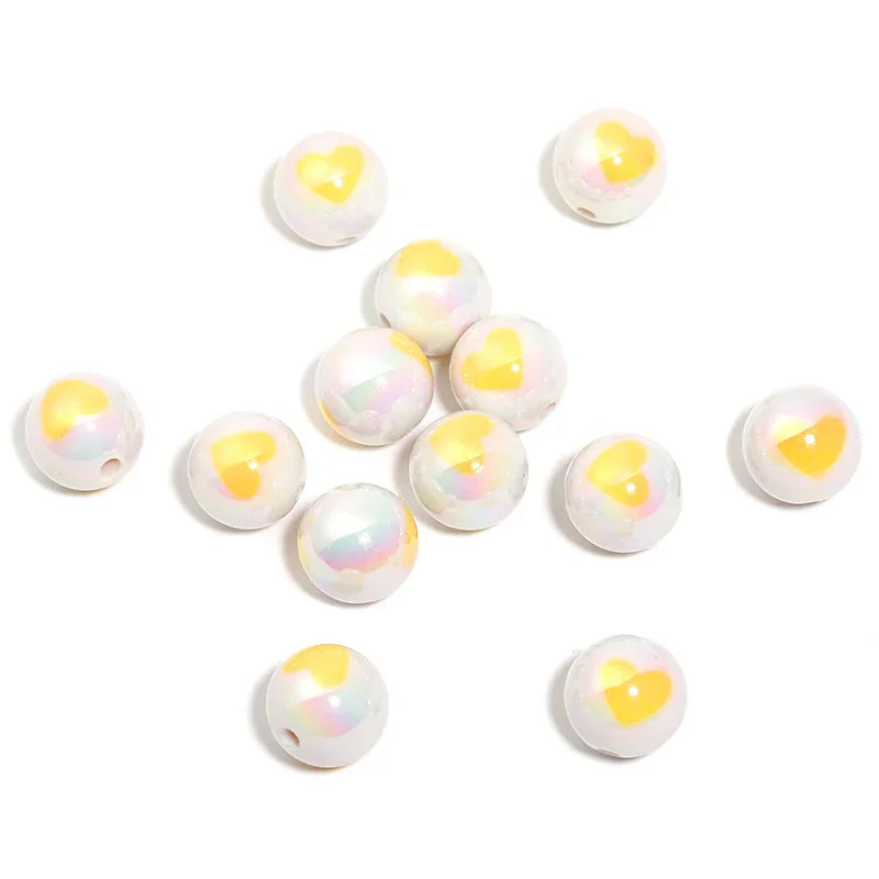 16mm Love UV Printing Acrylic Beads (monochrome 100pcs) | DIY Sports Fan Bracelet & Keychain Craft Bead