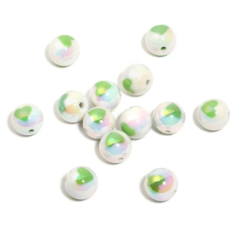 16mm Love UV Printing Acrylic Beads (monochrome 100pcs) | DIY Sports Fan Bracelet & Keychain Craft Bead
