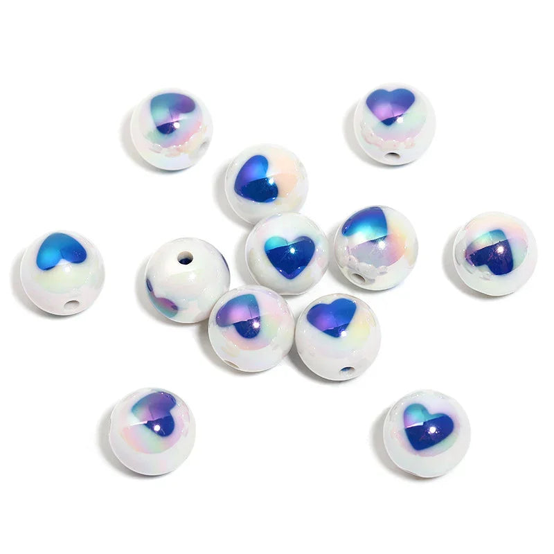 16mm Love UV Printing Acrylic Beads (monochrome 100pcs) | DIY Sports Fan Bracelet & Keychain Craft Bead