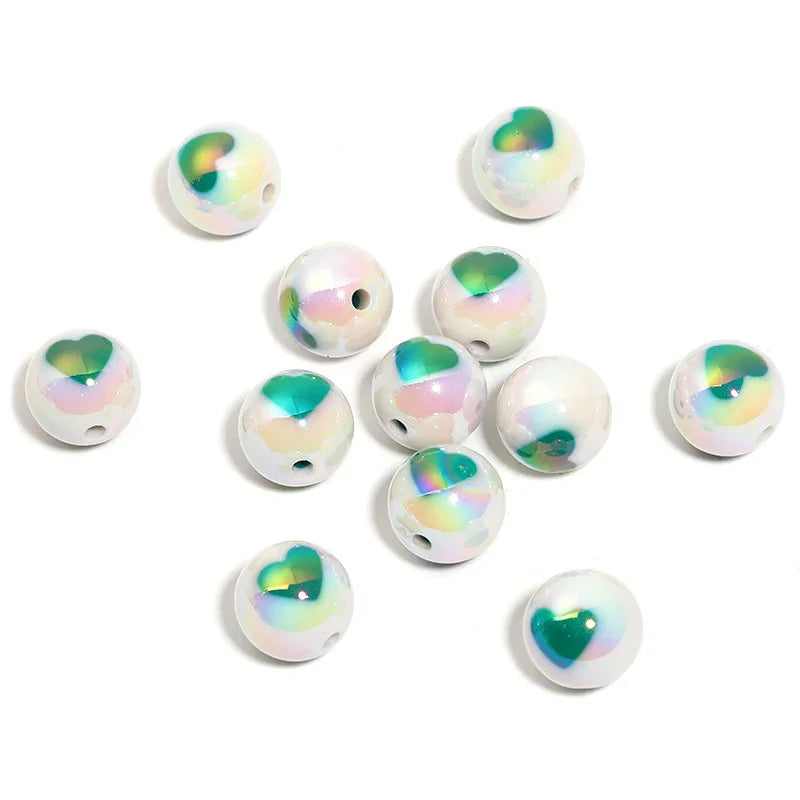16mm Love UV Printing Acrylic Beads (monochrome 100pcs) | DIY Sports Fan Bracelet & Keychain Craft Bead