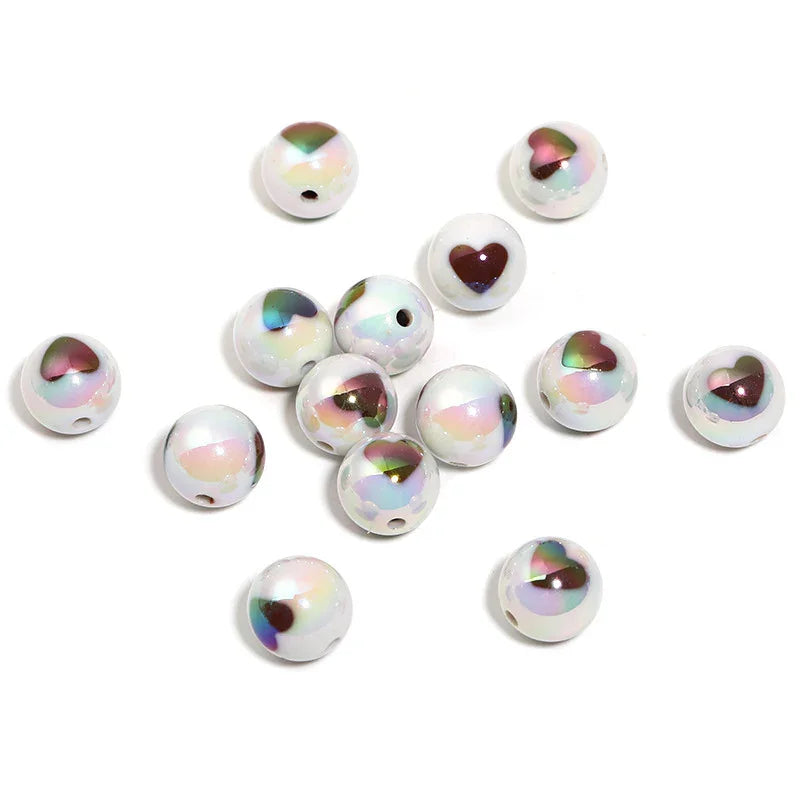 16mm Love UV Printing Acrylic Beads (monochrome 100pcs) | DIY Sports Fan Bracelet & Keychain Craft Bead