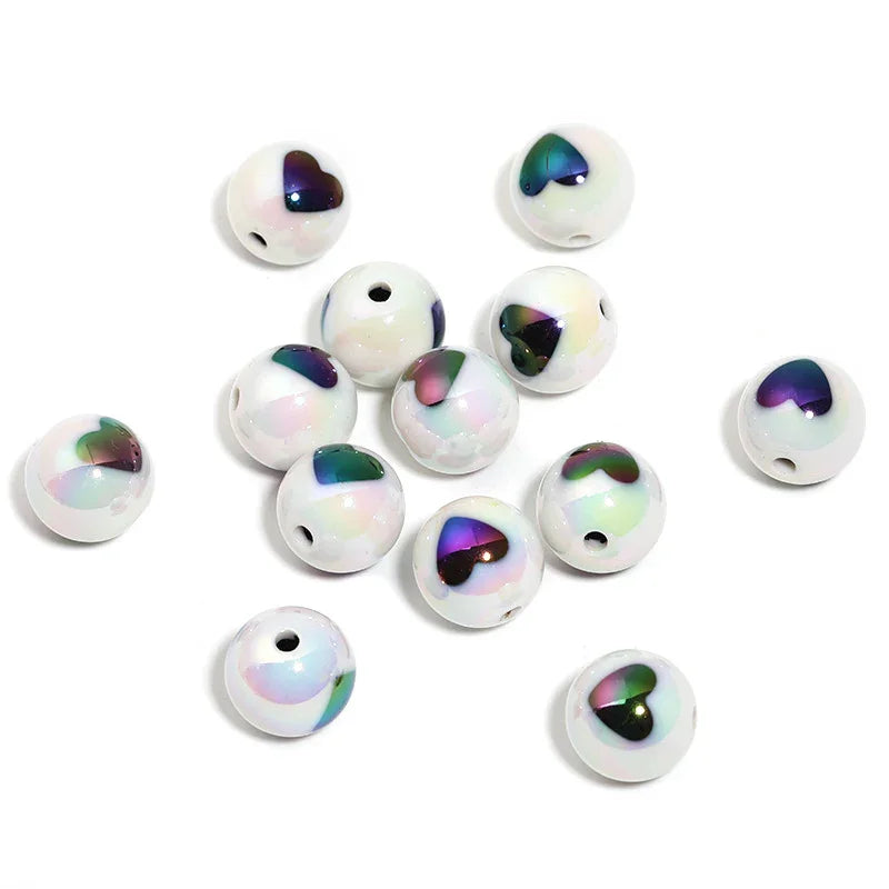 16mm Love UV Printing Acrylic Beads (monochrome 100pcs) | DIY Sports Fan Bracelet & Keychain Craft Bead