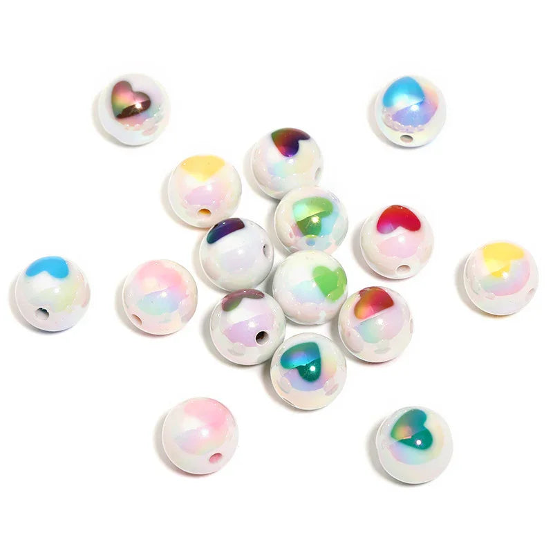 16mm Love UV Printing Acrylic Beads (monochrome 100pcs) | DIY Sports Fan Bracelet & Keychain Craft Bead