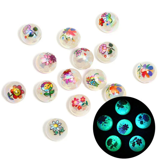 Luminous Sunflower Acrylic UV Plated Magic Color 16mm Bead
