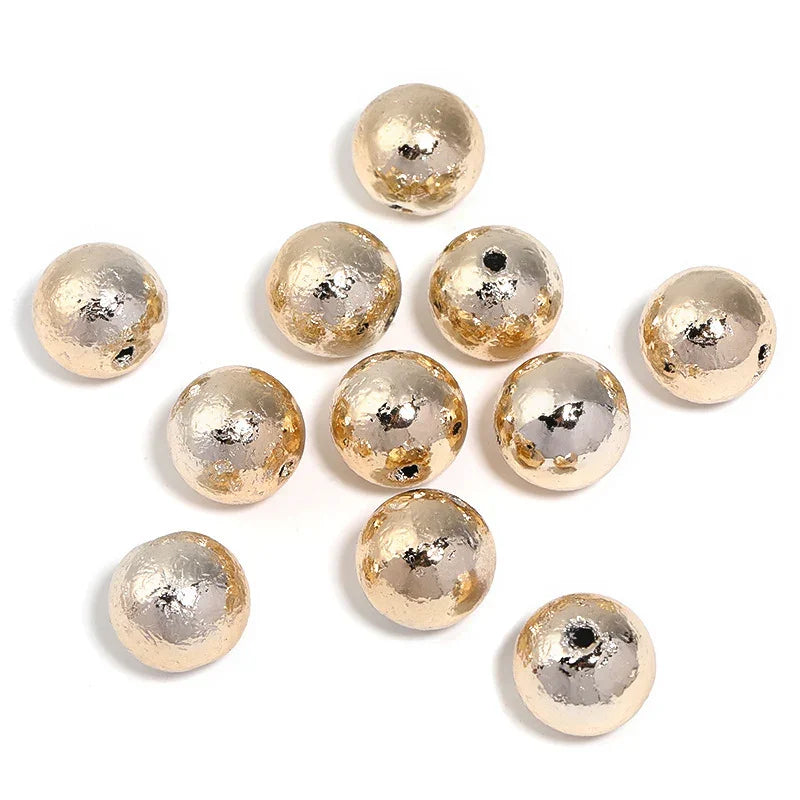 20mm Electroplated Imitation Gold Foil Metallic Color Crepe Leather | Acrylic Bead for DIY Bracelet Keychain Jewelry Making